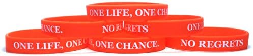TheAwristocrat 6 Pack ONE Life, ONE Chance. NO Regrets Inspirational Silicone Wristband Rubber Bracelet