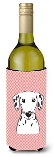 Caroline's Treasures BB1210LITERK Checkerboard Pink Dalmatian Wine Bottle Hugge…