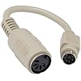 KENTEK 6 Inch in Mini DIN6 PS/2 Male to DIN5 at Female Keyboard Adapter Converter Cable Cord MDIN6 6 Pin to DIN5 5 Pin M/F fo