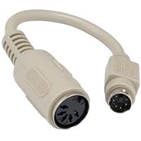 KENTEK 6 Inch in Mini DIN6 PS/2 Male to DIN5 at Female Keyboard Adapter Converter Cable Cord MDIN6 6 Pin to DIN5 5 Pin M/F fo