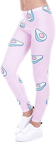 Cute Avocado Printed Gym Leggings Women Sports Leggings Fitness Workout Pants (Avocado)
