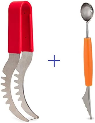 Watermelon Cutter Stainless Steel Melon Slicer Corer Wedger Server-with Silicone Handle-Cantaloupe Honeydew Carving Knife-Summer Fruit Tools-Party Accessories Utensils-for Decoration Display Platters