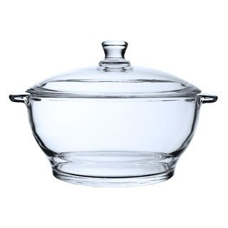 Toughened Glass Round Casserole Containers Borosilicate Bowl with Lid, 900 ML