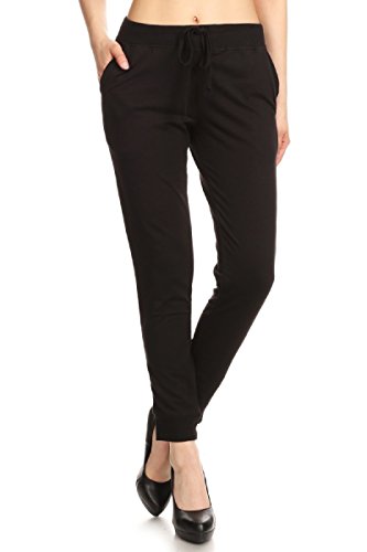 Leggings Depot Jogger Pants (65776-BLACK-MEDIUM)