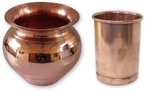 Copper Lota/kalash Indian Drinkware Water Tumbler Ayurveda Healing Set of 1(1.00) (1)