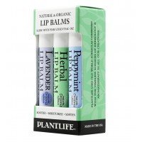 Plantlife Lip Balm - 3 Pack ( Herbal, Peppermint, Lavender) - 1.6 oz
