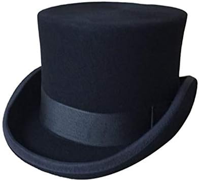 Men's Wool Top Hat Male Magician Fedoras Denton Flet Top Hats Black 13cm British Style Brand Mens Top Hats