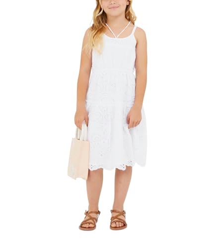 GUESS Girls Sangallo Tank Dress, Pure White, 14