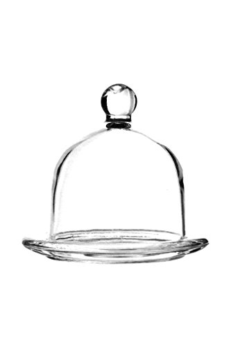 Set 2 Glass Round Individual Serving Domed Covered Butter Dish with Finial Top