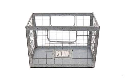 Rae-Dunn-Wire-Storage-Basket--Galvanized-Steel-and-Solid-Wood-Organizer--Decorative-Folder-Bin-with-Two-Handles-and-Label-Slot-for-Office-Bedroom-Living-Room-Closet-and-More