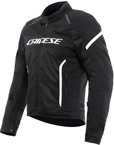 DAINESE - Air Frame 3 Tex Jacket, Summer Motorcycle Jacket with Detachable Windproof Lining, Man, Black/Black/White, 46