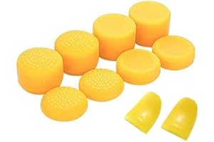 SZLG Replacement L2 R2 Buttons Trigger Extender + Silicone Analog Thumb Stick Cap Cover Grip Thumbsticks Joystick for Sony PS4 PS4 Pro Slim Controller (Yellow)