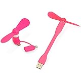 Mini Fan 2 in 1 Mini USB Fan,YouerTrade Portable Micro USB Fan for Hot Weather Cooler Rotating Fan USB Phone Fan for iPhone/Android and Samsung Phone/USB Port-Pink