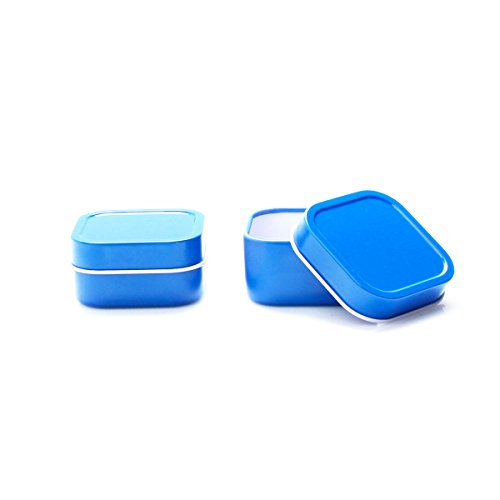 24 Piece Mimi Pack 2oz Shallow Square Tin Can Solid Top Lid Steel Containers For Favors, Spices, Balms, Gels, Candles, Gifts, Storage (Blue) - Thumbnail 4