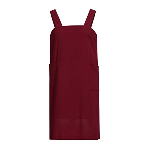 charmsamx Premium Soft Cotton Linen Apron for Women with 2 Double Front Large Size Pockets Solid Color Suspender Cross Back Apron X-Shaped Japanese Apron for Kitchen Restaurant Flower Arrangement