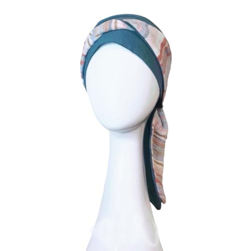 CAREBELL Smooth oncological scarf – Mediterranean design steel in soft and breathable bamboo, specially for chemotherapy, alopecia and sensitive skin, handmade in Spain