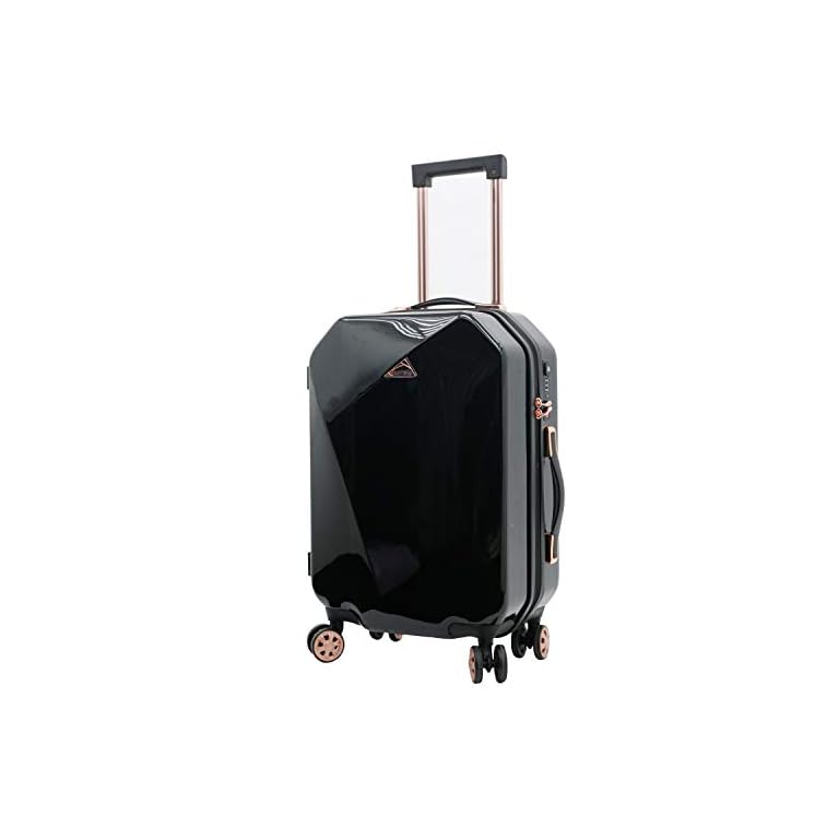kensie Women's Only Shiny Diamond Hardside Spinner Luggage Set, Black