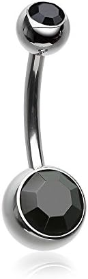 Implant Grade Titanium Internally Threaded Basic Belly Button Ring (Black)