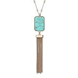 Monily Tassels Necklace Faux Stone with CZ Chevron V Shape Long Statement Necklace for Women