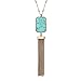 Monily Tassels Necklace Faux Stone with CZ Chevron V Shape Long Statement Necklace for Women