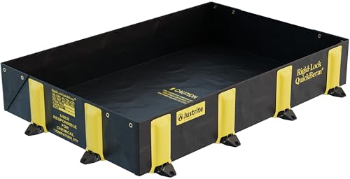 Justrite 2851 Rigid-Lock QuickBerm® Langlebiger Auslaufbehälter für Fässer, IBC-Behälter und Tanks. 142.2cm x 203.2cm Schwarz