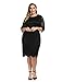 Chicwe Women's Stretch Lined Plus Size Lace Shift Dress Knee Length with Scalloped Hem and Cuff