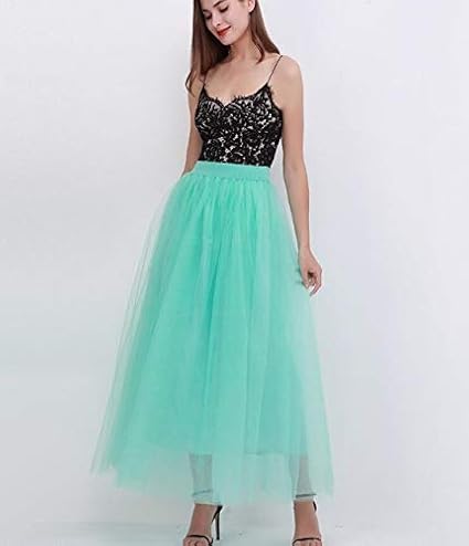 Damen Langer Tüllrock 120cm - High Waist Schwalbenschwanz Rock Für Hochzeit & Festival