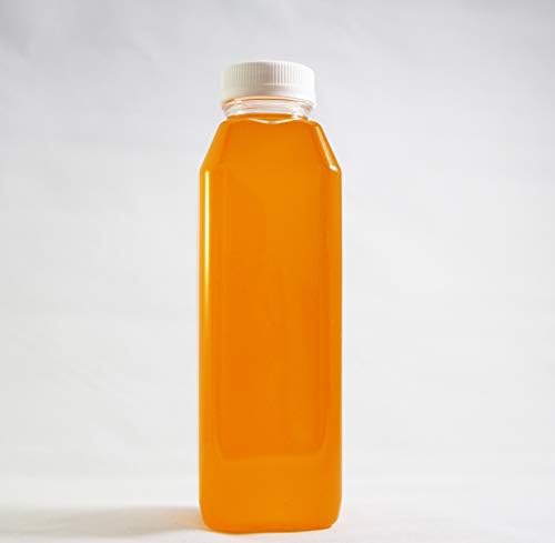 Captiva Containers Clear Plastic Juice/Dressing Bottles - Square or Round with Caps - BPA Free - 16oz - Pack of 100+