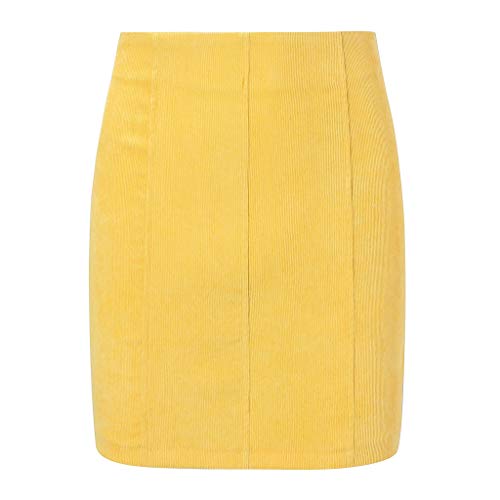 VICCKI Women Casual Sexy High Waist Pencil Zipper Bodycon Hip Short Mini Skirt Yellow - Thumbnail 6