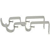 Meriville Double Curtain Rod Bracket - Designed for 1-Inch and 5/8-Inch Double Drapery Rod, Pewter, Set of 2