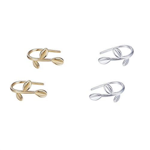 2 Pairs Sterling Silver Stud Earrings in Silver and