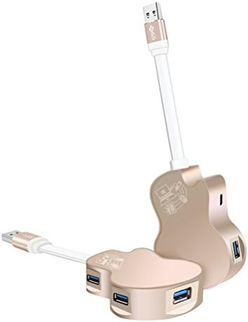 Guitar Shaped USB 3.0 Hub Gift, 4 Ports Type A Data Transfer Extension Adapter for Macbook Air Mac Surface Pro XPS Dell Acer HP Notebook Chromebook Laptop PC Extender Flash Drive Guitarist Player-Gold