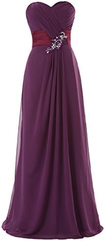 Dresstells Long Chiffon Dress with Beadings Bridesmaid Dresses Wedding Dress Grape Size14