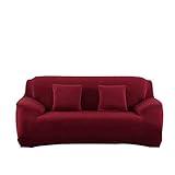 FORCHEER Stretch Couch Cover 3 Cushion Sofa Slipcovers Furniture Pet Protector for Living Room Spandex Smooth Fabric(Sofa, Wine Red)