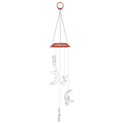 Gotian LED Solar Wind Chimes Outdoor Waterproof LED Changing Light Color Moon and Stars Wind Chime, Great for Brightening and Embellishing Your Balcony, Garden and Child Room