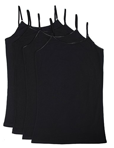 Caramel Cantina 4 Pack Plus Cotton Spandex Cami (2X, 4PK Black)