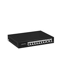 8 Port Plug and Play PoE+ Switch with 2 Uplink Ports, Up to 30W Per Port, Total Budget 120W, 803.af Compliant, 10 100Mbps, Vlan, Extend Mode 600ft