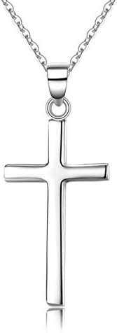 Women's Sterling Silver Polish Cross Pendant Necklace with 18inches Chain