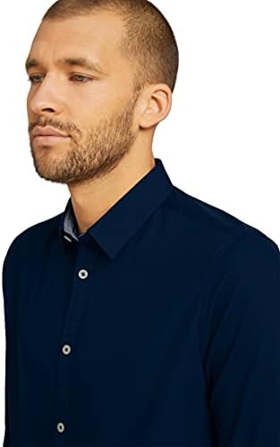 Herren Slim Fit Hemd mit Struktur 1023881, 10302 - Dark Blue, M