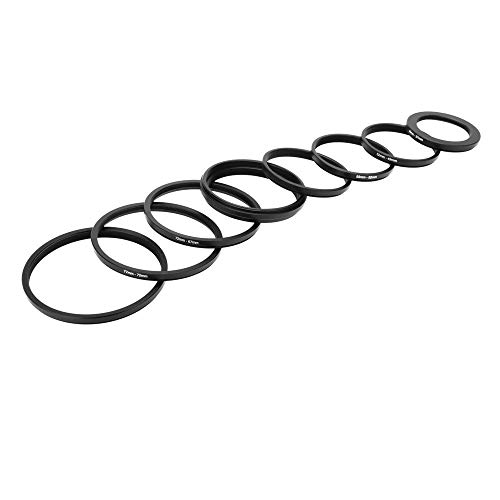 Coersd 9pcs 37-49-52-55-58-62-67-72-77-82 mm Lens Step Up Filter Ring Set Kit as Hood Holder