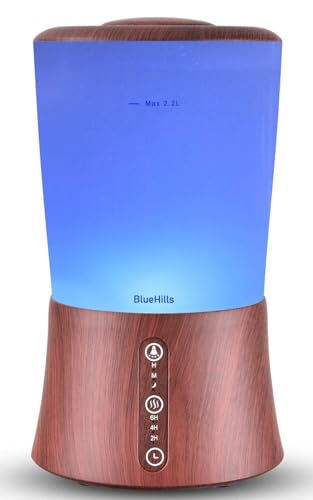 Photo 1 of BlueHills Large 2000 ML XL Essential Oil Diffuser Aroma Humidifier 2 Liter Capacity for Big Living Room Home Baby Long Run XL Huge Coverage Area High Mist Timer Large Diffuser Dark Wood Grain 2L S3