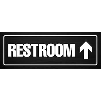 iCandy Products Inc Restroom Up Arrow Business Office Door Building Sign 3x9 Inches, Dark Wood, Metal, 6 Pack