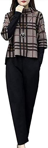 【在庫処分セール】[ニーマンバイ] 3点セット チェック レイヤード カットソー パンツ ネックレス 付き パンツドレス 着回し きれいめ レディース S~2XL