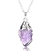 KISSPAT Healing Crystal Necklace | Natural Purple Amethyst Quartz Stone Necklace for Women | 30'' Long Pendant Necklace