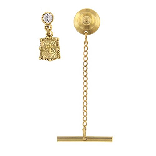 Gold-Tone Crystal Cross Tie Tack