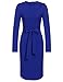ANGVNS Women Long Sleeve Round Neck Cocktail Pencil Dress with Belt