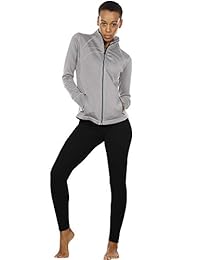 icyzone suéter para correr para mujer cierre de cremallera completo de pista de entrenamiento con orificios para los pulgares.