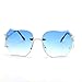 MINCL/Hot Oversized Rimless Sunglasses Women Clear Lens Eyewear (gold-light blue, gold-light blue)