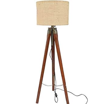 sky instruments tripod floor lamp led wooden lamp with jute lamp shade brown corner lamp