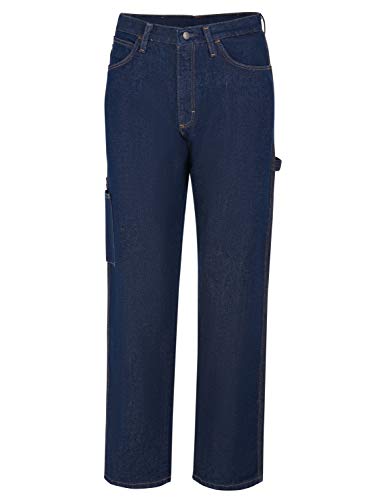 Bulwark Men's Flame Resistant 14.75 Ounce Pre-Washed Denim Dungaree, Blue, 44W…